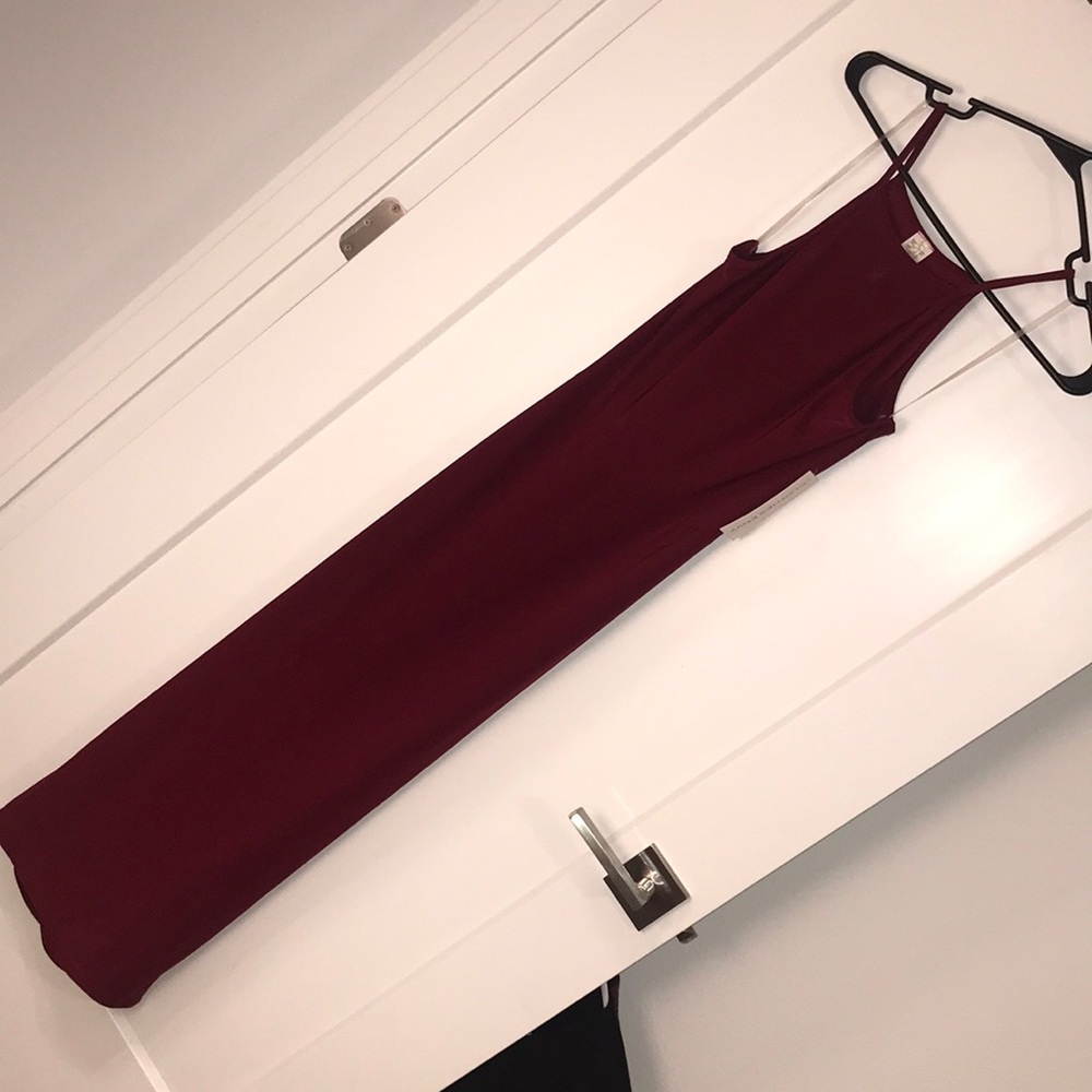 Wine red midi dress